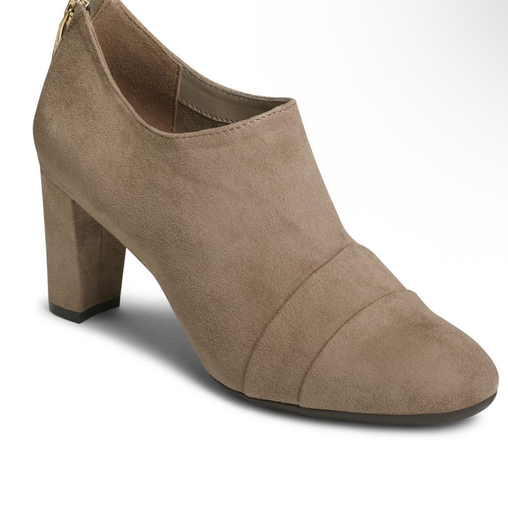 A2 By Aerosoles Tan Ankle Booties with Chunky Block Heel